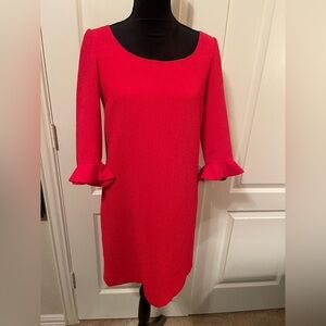 Ann Taylor Vibrant Red Long Sleeve Dress